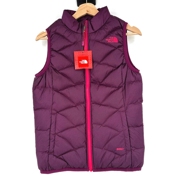 The North Face Down Full Zip Puffer Vest Girls Large 14/16 Reversible 550 - Picture 1 of 11